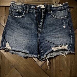 BKE Frayed Hem Blue Jean Shorts